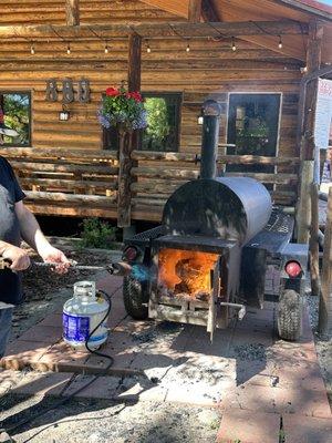 Getting the smoker ready!