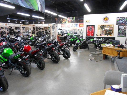 Many new and used Sport and cruiser bikes !UTV and ATV center with Kawasaki's famous JET SKIS!