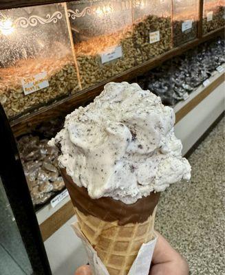 Dairy free Oreo on a waffle cone