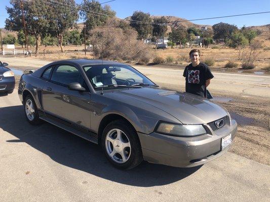 My son's first car!  A Ford Mustang.  He is very happy!  Thanks, Starfire!