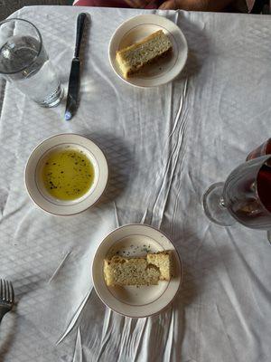 Fresh baked bread and oil dipping sauce