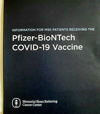 Pfizer vaccine information booklet. Very informative. 1st shot. Yay! - (3/16/2021)