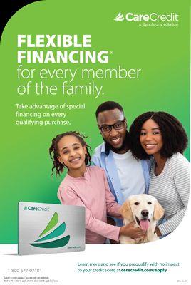 Flexible financing made available through Care Credit!