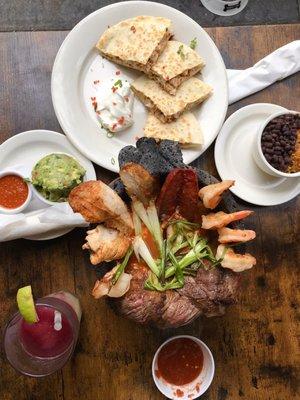 Molcajete Azteca and Chicken Quesadilla