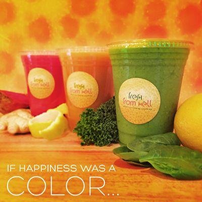 ...it would be a bright rainbow, ranging from a Green Machine smoothie to the hot red of a Fireman juice!