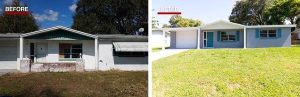 Before and After photos of a single family home in Port Richey