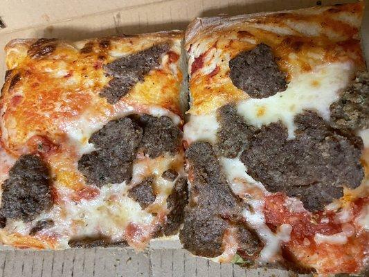 Sicilian pizza with meatballs