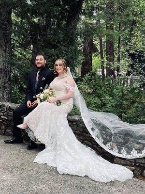 Beautiful bride and groom at the Gables