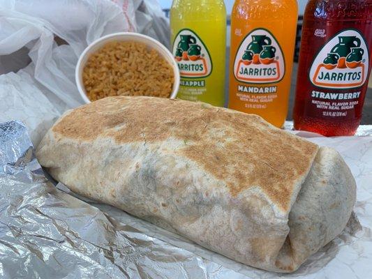 Hugh Chicken Burrito with Authentic Mexican Sodas!