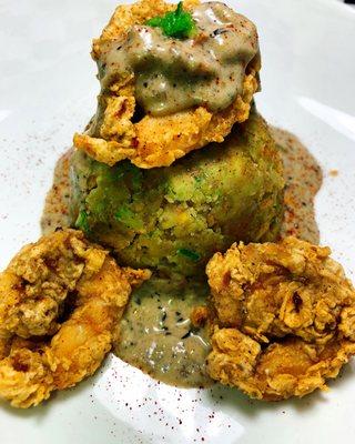 Jerk shrimp Mofongo