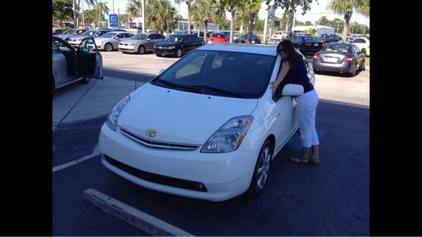 Me hugging my new Prius Primus