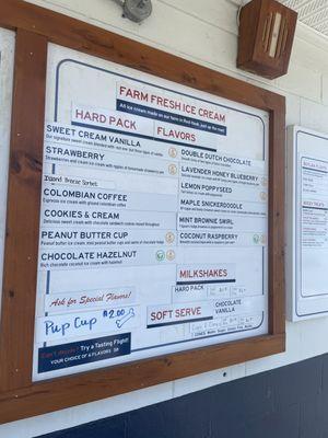 Ice cream menu