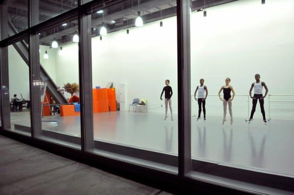 Our state of the art studio features a sprung dance floor, marley, portable mirrors, ballet barres, and stereo system.