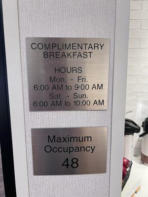 Breakfast hours.