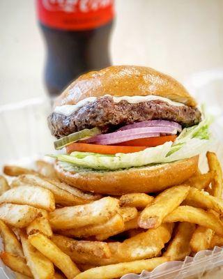 Beef Burger with fries