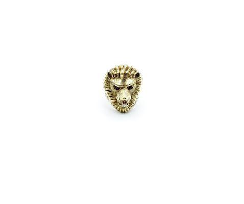 Fine 14 karat gold lion ring with rubies and diamonds