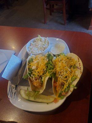 Walleye taco and coleslaw