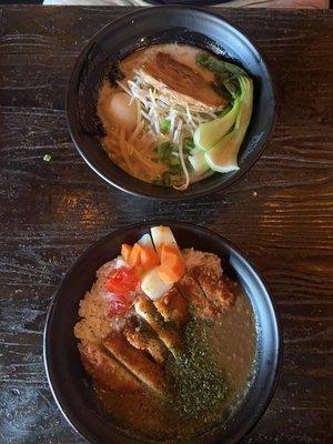 Chicken katsu curry bowl & Tonkotsu Ramen