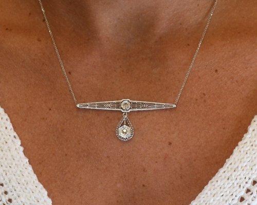 Antique bar pendant necklace, available in store or online!