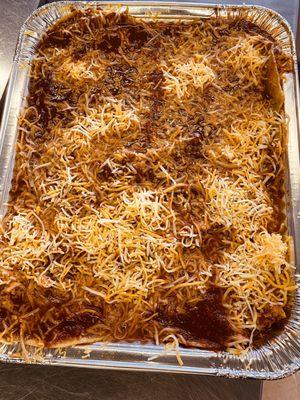 Sm tray of red enchiladas