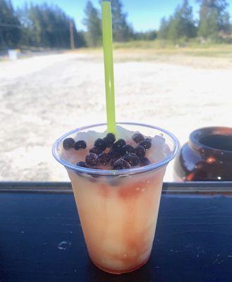 Lemonade slushy with fresh huckleberries!!