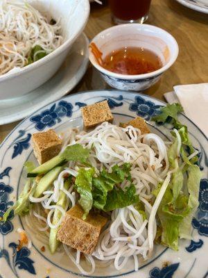 Serving of tofu vermicelli bowl