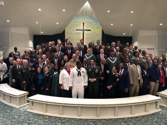 A great photo attempting to capture many of our veterans at a special service honoring them. We are so grateful for their service!