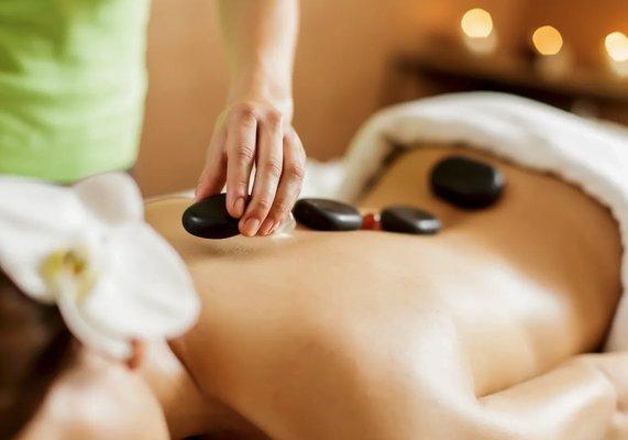 Hot stone treatments are included with some of our longer massage treatments.