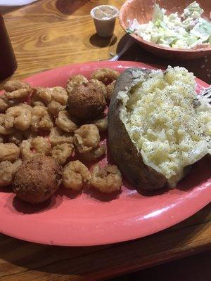 Small Popcorn Shrimp with baked potato