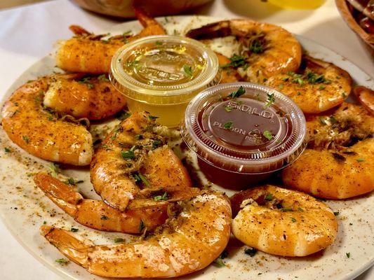 Old Bay Spiced Shrimp Shell On "You Peel 'Em" appetizer