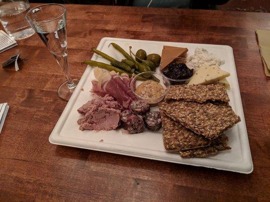 Tomten aquavit and a charcuterie board