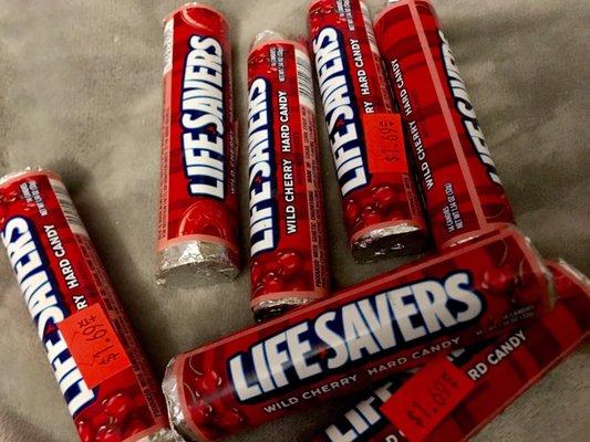 I went to four stores and finally found Wild cherry Life Savers at this gas station.