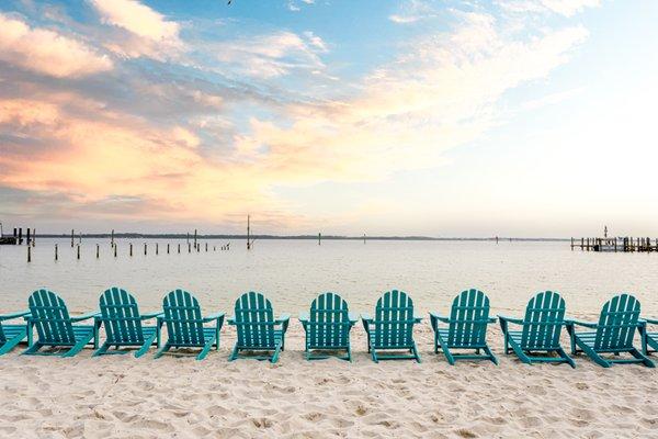 Chairs overlooking beach view