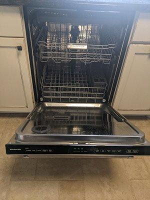 Newly installed KitchenAid dishwasher