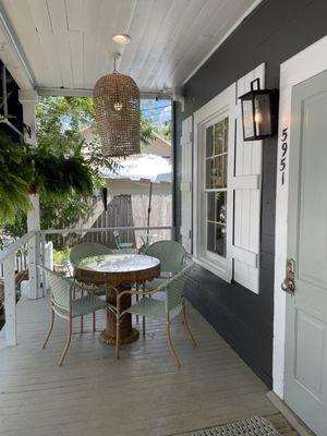 Outdoor seating on the porch