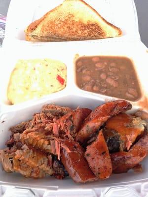 Brisket, sausage, chicken plate