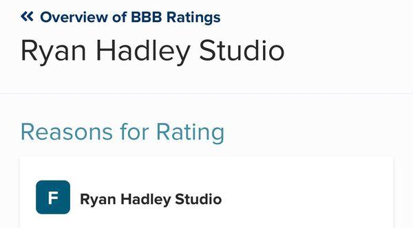 Ryan's rating with the Better Business Bureau.