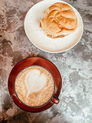 Cafe con leche and bodega sandwich