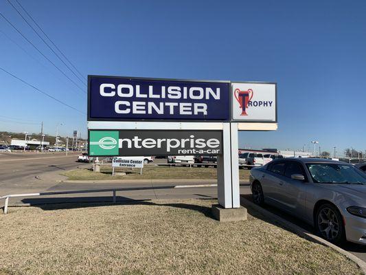 On-site Enterprise branch located inside the office of Trophy Collision Center.