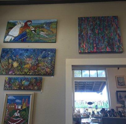 Art and the entrance to the shop side