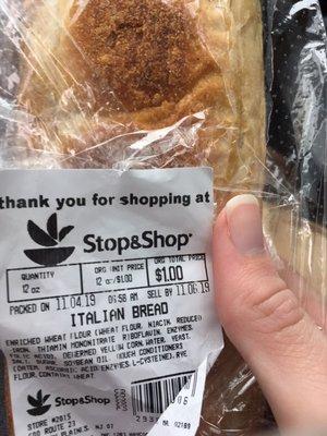 11/4/19, bought this at Pompton Plains S&S. Very crispy, delicious, & fresh! Brooklyn bread style of Italian bread, very tasty.