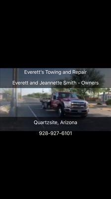 Everett's Towing and Repair. Quartzsite AZ.