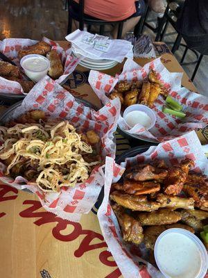 Wings tots and reuben rolls