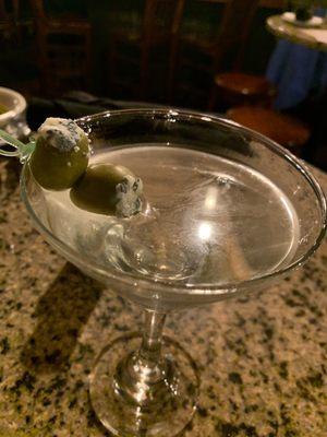 Dirty vodka martini with blue cheese stuffed olives. 5 stars!!