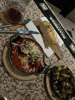 Bread Basket Nonna's Meatballs Brussels Sprouts