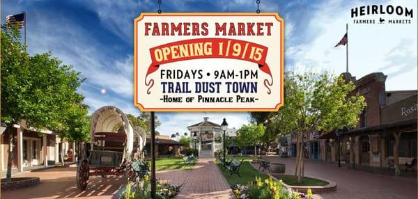 Now open Fridays at Trail Dust Town - Home of Pinnacle Peak. Market moved from a 4 year run at Jesse Owens Park.