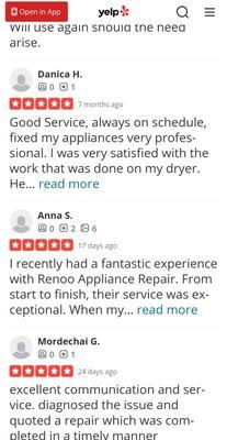 Reviews that we got from reputable customers that we have worked with on Thumbtack.