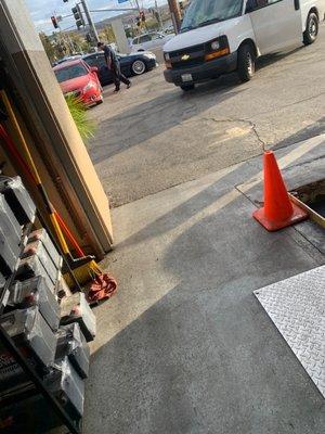 Employee with hands in his pocket going to his car