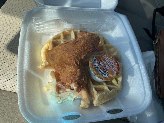 Chicken wing and waffle