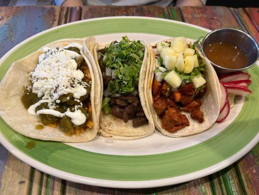 Chicharron Taco Al Pastor Taco Bistec Taco